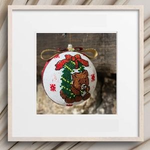 Christmas toy. Ball on the Christmas tree.Handmade Embroidery.Exclusive Holiday